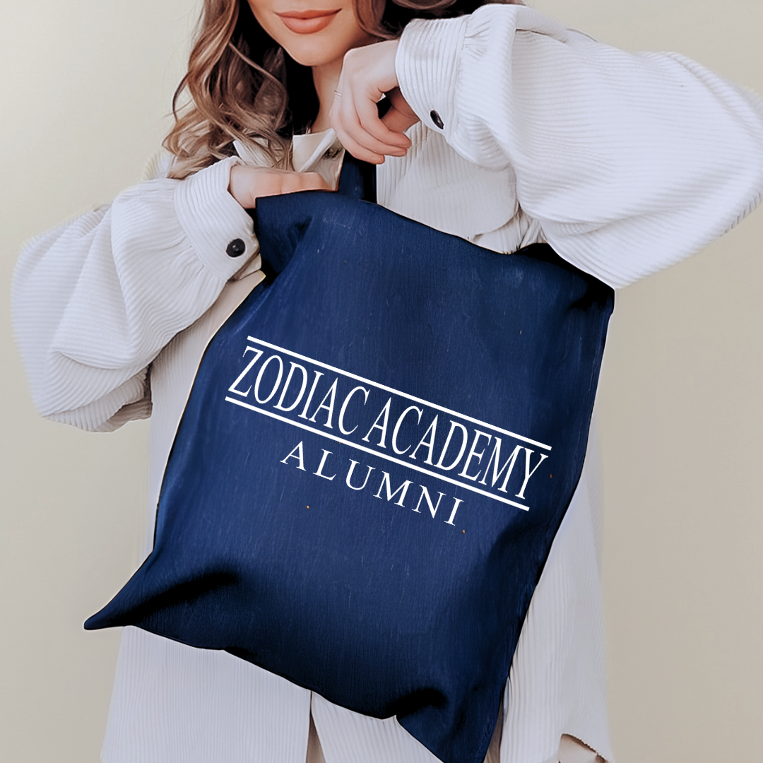 Zodiac Academy Alumni Denim Tote Bag Library Bag | Zodiac Academy | Twisted Sisters | Officially Licensed