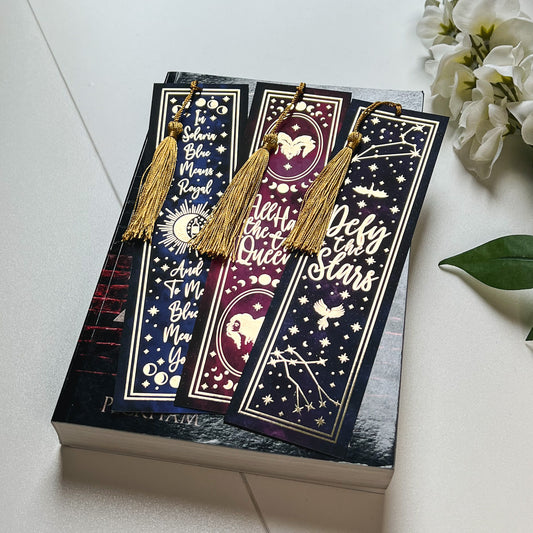 Zodiac Academy Gold Foiled Bookmark Set with tassel